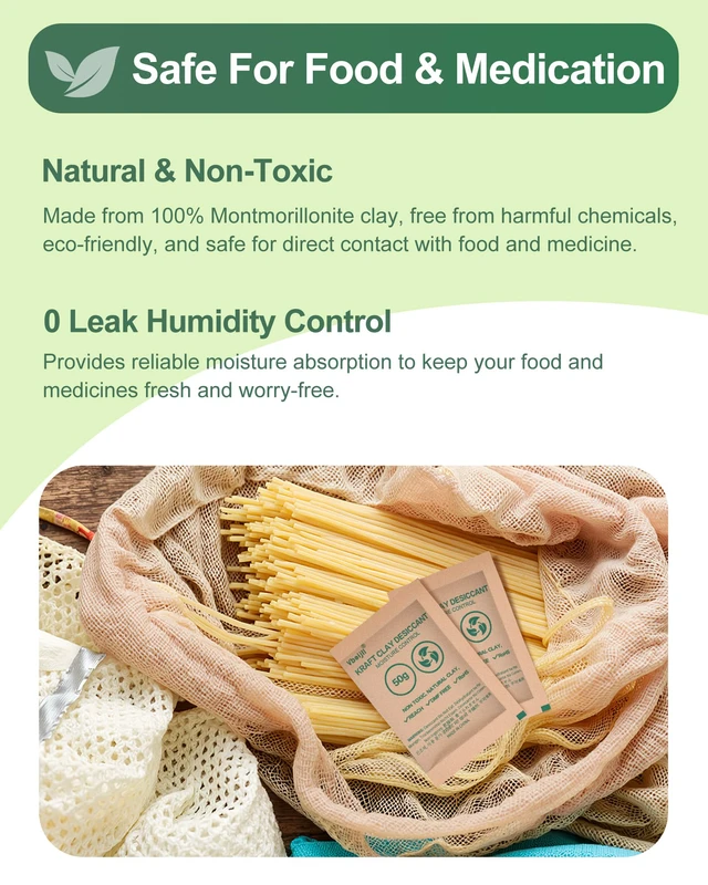Alt view image 3 of 7 - 20g 50 pcs Kraft Clay Desiccant Packs, Food Safe Moisture absorbers Natural & Non-Toxic, Rechargeable, desiccant packs for storage, Closet, Clothes, Electronics, 3D Filament, Tools, Car
