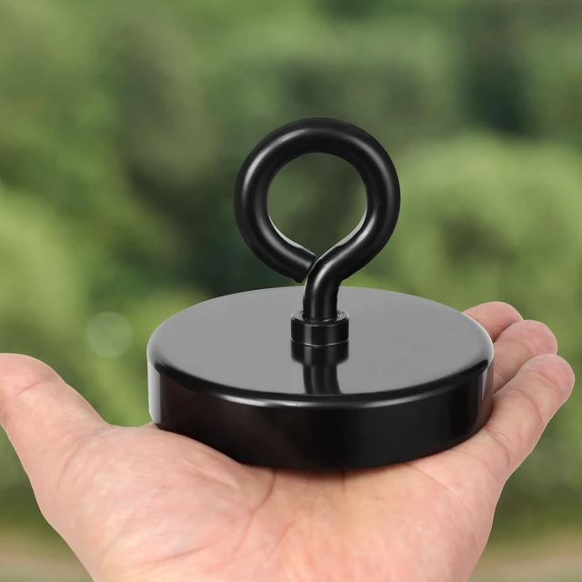 Alt view image 2 of 6 - Black Fishing Magnet,3.54 inches 1000lb Strong Eyebolt Magnets Heavy Duty Super Neodymium High Power Magnet with Handle for Lifting and Pick up