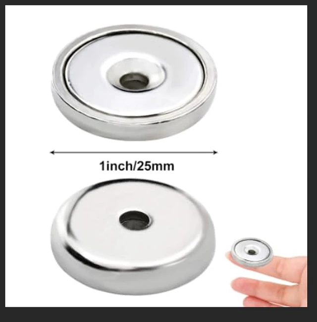 Alt view image 5 of 7 - Strong Magnets Heavy Duty Screw On Neodymium 60LBS Magnet 12 Pack Rare Earth With Screw Hole Door Catch Adhesive Magnetic Locker Cabinet Round Wall Cruise Cabins Disc Mounting Fridge Silver