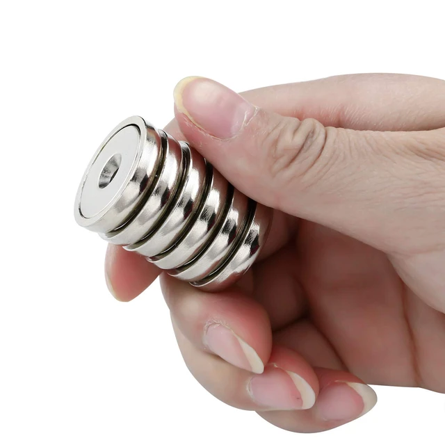 Alt view image 6 of 7 - Strong Magnets Heavy Duty Screw On Neodymium 60LBS Magnet 12 Pack Rare Earth With Screw Hole Door Catch Adhesive Magnetic Locker Cabinet Round Wall Cruise Cabins Disc Mounting Fridge Silver