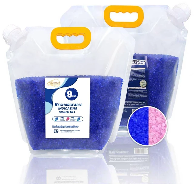 Main image of 9 LBS Premium Blue to Pink Silica Beads, Reusable Desiccant Bulk for 3D Filament, Electronics, Cameras, Jewelry, and Safes (Blue to Pink, 9 LBS)