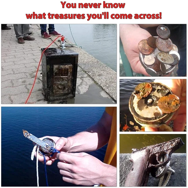 Alt view image 6 of 6 - 1000 LBS Fishing Magnet, 2.95 Inch Neodymium Magnet Fishing Kit Magnet Fishing Kit Includes Neodymium Magnet, Gloves, 65 Foot Rope, Grappling Hook, Golden Magnets for Treasure Hunting