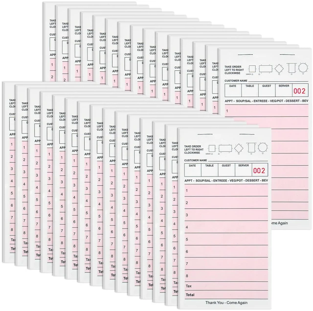 Main image of Server Note Pads, Pink Guest Checks Books for Servers, 30 Pack