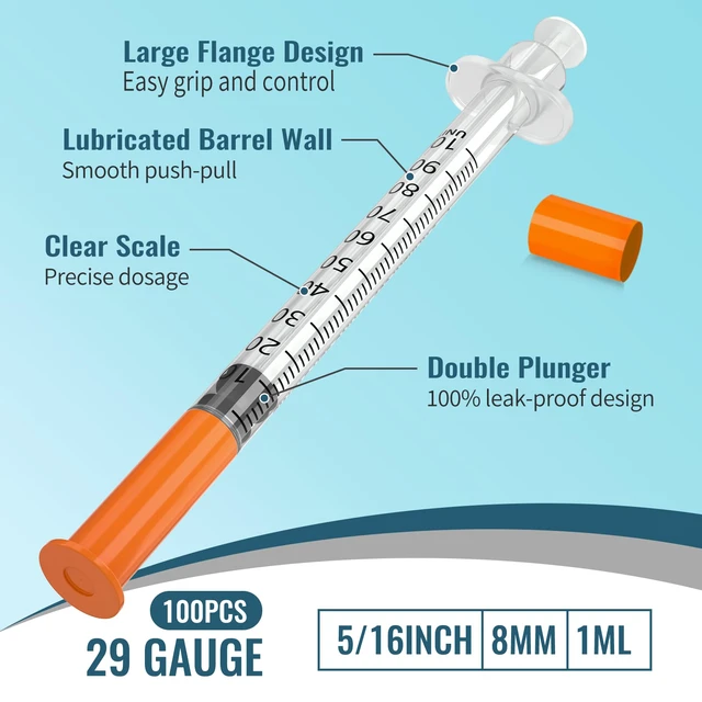 Alt view image 4 of 6 - 1ml 29G 5/16" (8 mm), Individual Package, 100 Pcs