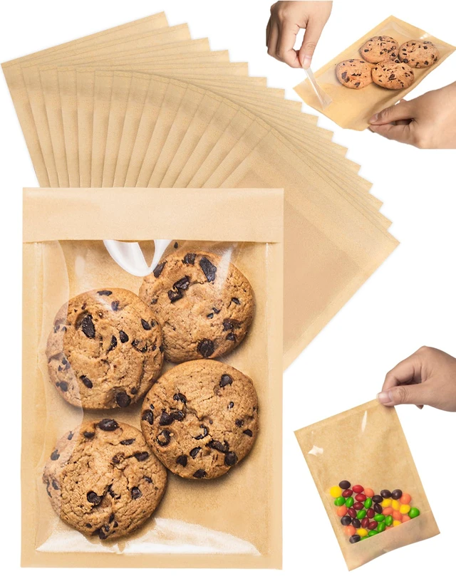 Main image of 200 Pack Self Sealing Cookie Bags with Seal, 4x6 Inch Cookie Bags with Window for Gift Giving, Grease Resistant Bakery Treat Packaging for Candy, Snack, Scone, Brownie, Small Pastries and other Treats