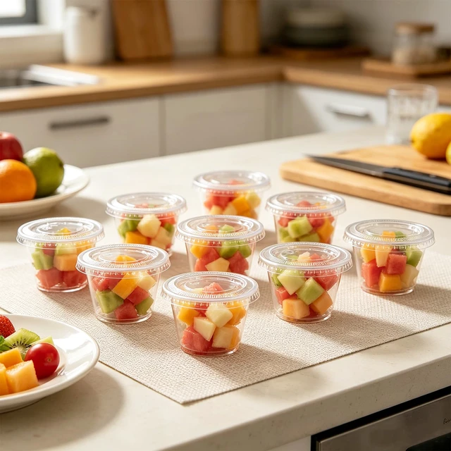 Alt view image 7 of 7 - 360 Set 5.5 oz Jello Shot Cups with Lids, Plastic Condiment Cups Food Safe Disposable Soufflé Storage Portion Containers for Salad, Dressing, Sauce, Dipping, Snacks