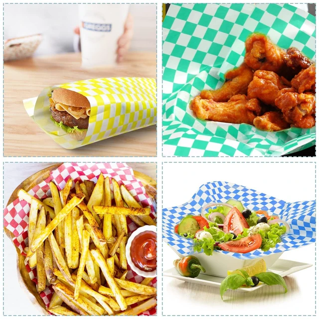 Alt view image 3 of 7 - 1200 Sheets Dry Waxed Deli Paper, 12x12 inch Checkered Food Basket Liners Deli Wrap Wax Paper Sheets for Wrapping Sandwiches Bread Burgers