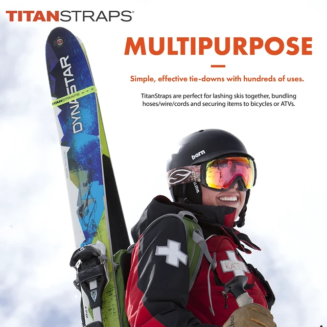 Alt view image 4 of 5 - Titan Utility Straps Easy-to-Use, Reliable Tension Straps for Securing Bike & Moto Gear, Skis, Garden Hoses, Field Repairs Use in Frigid Temps 60 lb.Working Load, 9" Length, Lime Green, 4-Pack
