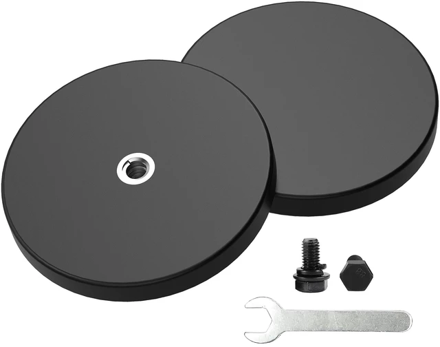 Main image of 2 Pieces Strong Rubber Coated Mounting Magnets Anti-Scratch Magnetic Base Over 65 LB Force with M6 Thread Hole and Bolts