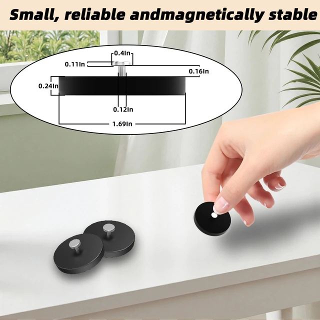 Alt view image 2 of 5 - 4 Pieces Strong Rubber Coated Mounting Magnets 30 LB Force T-Shaped Hanging Buckle, Anti-Scratch, Corrosion protection, Magnetic Assembly