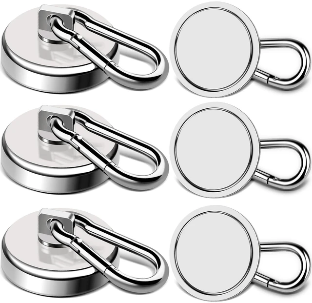 Main image of Magnetic Hooks 150 LBS Strong Magnets Cruise 6Pack Magnet with Hook Heavy Duty Kitchen Essentials Neodymium Extra Carabiner Super Locker Ship For Hanging Cabin Swivel Imanes Fuertes Silver