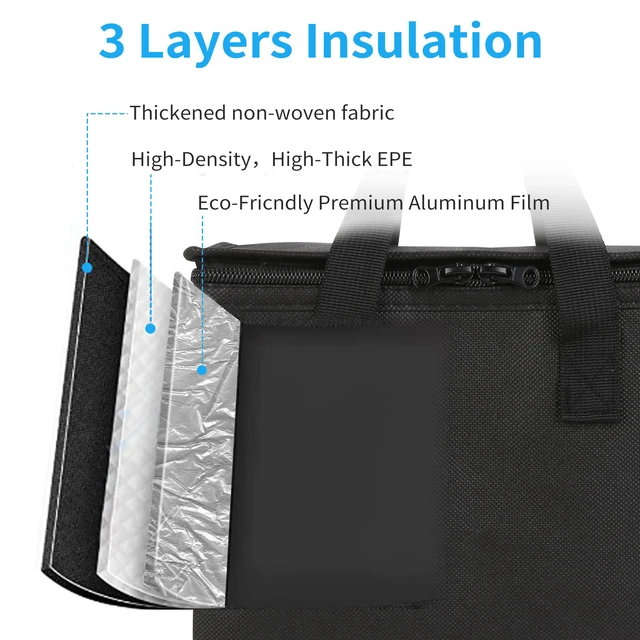 Alt view image 6 of 7 - Pizza Carrier Insulated Bags Large for Deliveries Delivery Bag 20x20 inch for Personal and Professional Pizza Warmer Bags for Carry Hot, Commercial Food Warmers for Catering, Pizza Carrier, Black