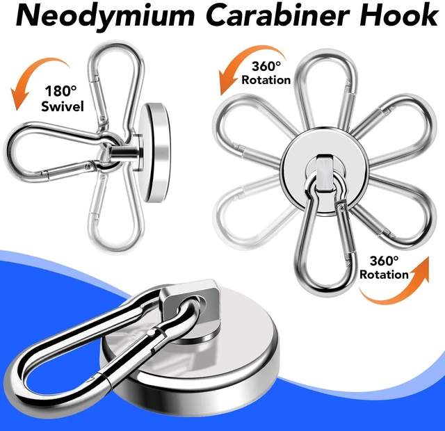 Alt view image 5 of 7 - Magnetic Hooks 110 LBS Strong Magnets Cruise 8Pack Magnet with Hook Heavy Duty Kitchen Essentials Neodymium Extra Carabiner Super Locker Ship For Hanging Cabin Swivel Imanes Fuertes Silver