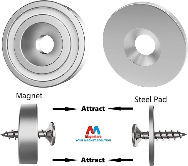 Alt view image 3 of 6 - 12 Pieces Neodymium Magnets 25 LB Force, Strong Magnets Size 0.79"*0.28" with Countersunk Hole and Steel Capsule, Pot Magnet with 12 Steel Counterparts (Pack of 2)