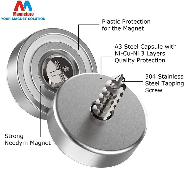 Alt view image 2 of 6 - 12 Pieces Neodymium Magnets 25 LB Force, Strong Magnets Size 0.79"*0.28" with Countersunk Hole and Steel Capsule, Pot Magnet with 12 Steel Counterparts (Pack of 2)