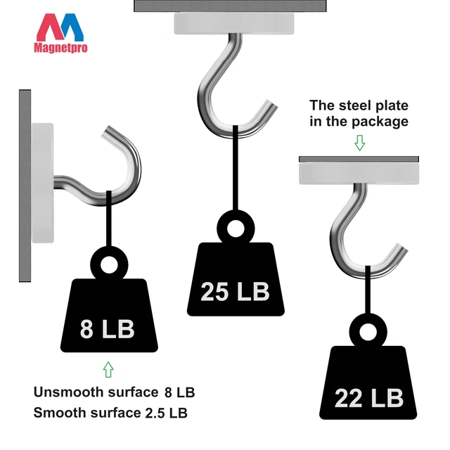 Alt view image 5 of 6 - 12 Pieces Neodymium Magnets 25 LB Force, Strong Magnets Size 0.79"*0.28" with Countersunk Hole and Steel Capsule, Pot Magnet with 12 Steel Counterparts (Pack of 2)