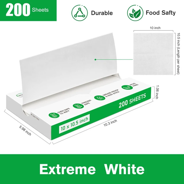 Alt view image 2 of 7 - Precut POP UP Deli Paper Sheet, 200 Pack, 10" x 10.5", White Interfolded Heavy Paper, Waterproof & Grease-Resistant, for Food Wrap and Serving