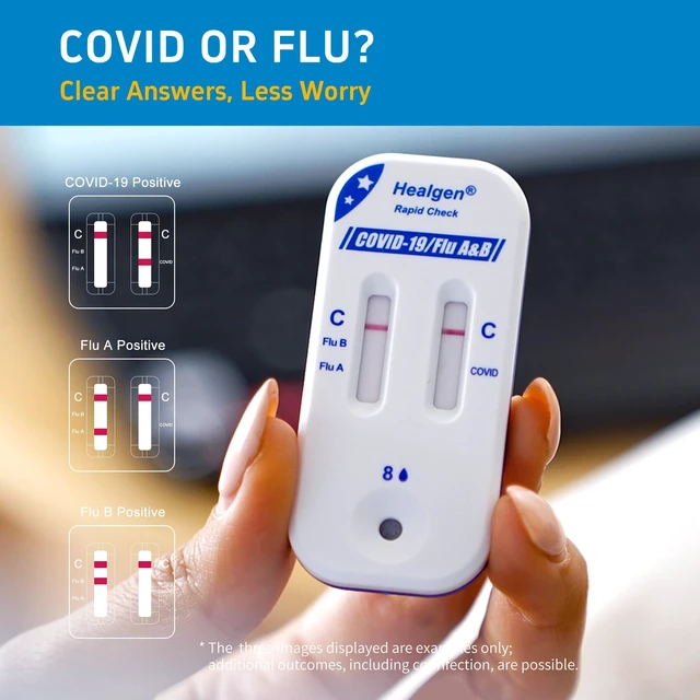 Alt view image 6 of 7 - Rapid Check COVID-19, Flu A&B Antigen Test Kit, The First FDA Authorized OTC 3-in-1 Flu & COVID Home Test, Easy to Read Dual Windows, Results in 15 Mins, 5 Test