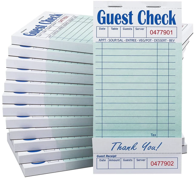 Main image of Guest Checks Server Note Pads 1000 Sheets Waitress Notepad for Restaurants (20 Books) 3.5" x 6.75" Per Ticket Book