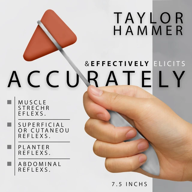 Alt view image 3 of 7 - Premium 7 Piece Silver Diagnostic Kit - Taylor Hammer, Measuring Tape, Tuning Forks, Bandage Scissors, Pupil Gauge Penlight, Snellen Eye Chart (Silver)