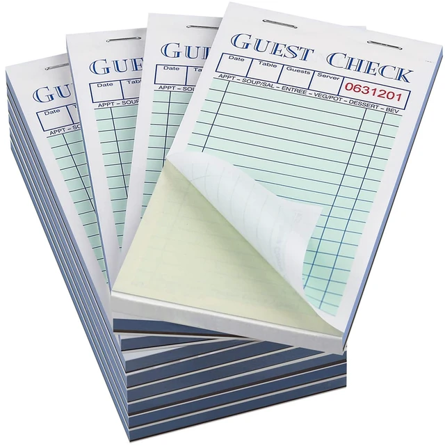 Main image of Guest Checks Server Note Pads 1000 Sheets With Carbonless Copy Paper for Restaurants (20 Books) 3.5" x 6.75" Per Ticket Book