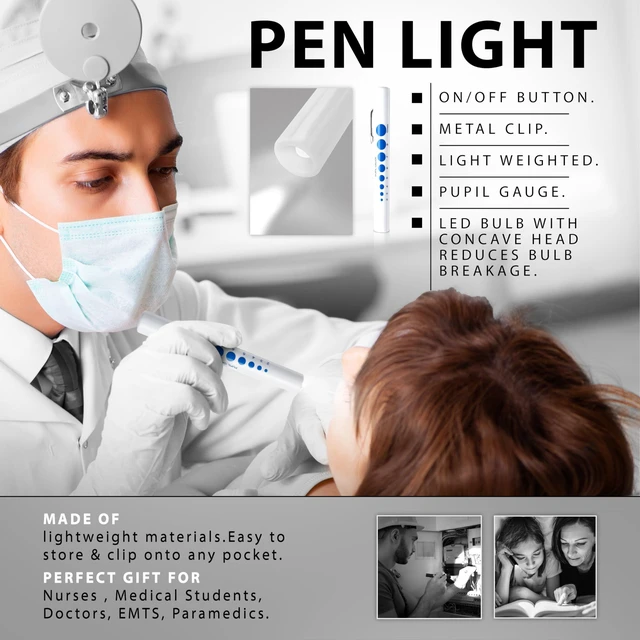 Alt view image 6 of 7 - Premium 7 Piece Silver Diagnostic Kit - Taylor Hammer, Measuring Tape, Tuning Forks, Bandage Scissors, Pupil Gauge Penlight, Snellen Eye Chart (Silver)