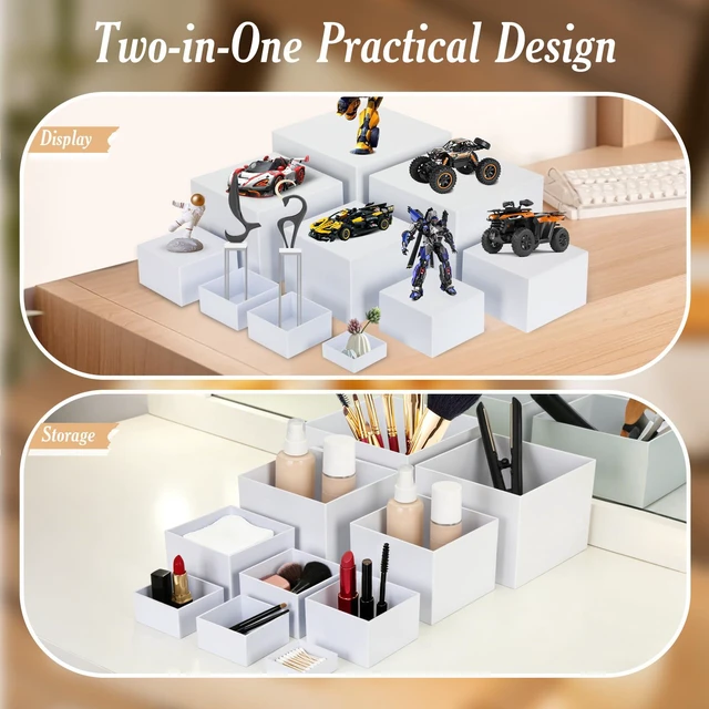 Alt view image 5 of 7 - 10 PCS Buffet Risers, Large Food Risers for Buffet Table, Dessert Display Food Display Risers for Party, Dessert Table Display, Risers Display Stands (10" 9" 8" 7" 6" 5" 5" 4" 4" 3", White)