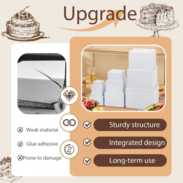Alt view image 6 of 7 - 10 PCS Buffet Risers, Large Food Risers for Buffet Table, Dessert Display Food Display Risers for Party, Dessert Table Display, Risers Display Stands (10" 9" 8" 7" 6" 5" 5" 4" 4" 3", White)