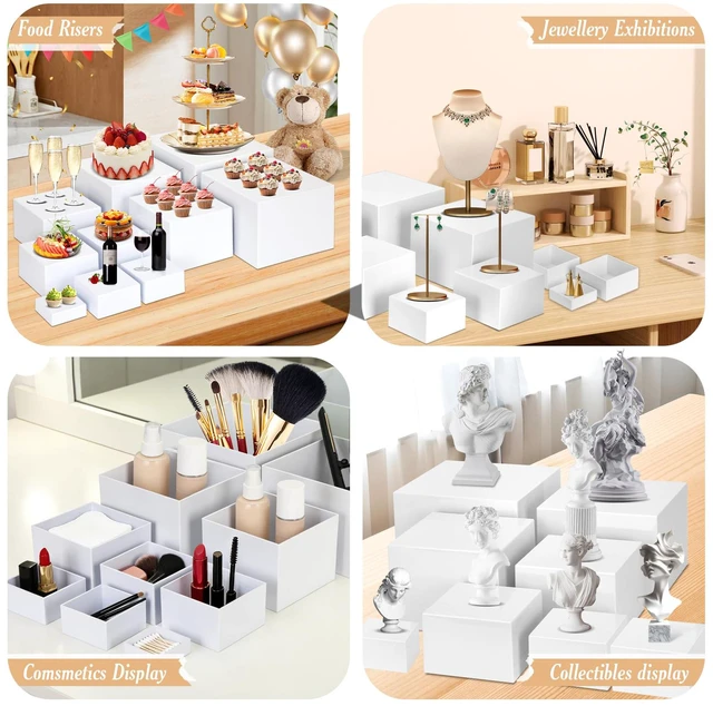 Alt view image 7 of 7 - 10 PCS Buffet Risers, Large Food Risers for Buffet Table, Dessert Display Food Display Risers for Party, Dessert Table Display, Risers Display Stands (10" 9" 8" 7" 6" 5" 5" 4" 4" 3", White)