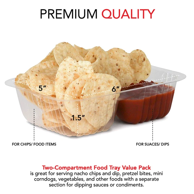 Alt view image 3 of 7 - 12oz Plastic Nacho Trays (200 Pack) Small Disposable Tray for Nachos & Cheese Dip, Concession Stand Supplies, Movie Night Snacks for Kids, Carnival Party Decorations, Food Boats, Snack Containers