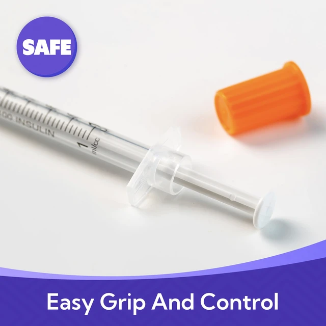 Alt view image 5 of 7 - U-100 Syringes 30G x 1/2" 13mm Needle 1ml/cc Disposable Syringe with Cap, Individually Wrapped, 50 Pack