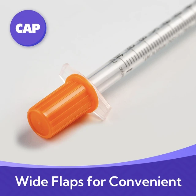 Alt view image 7 of 7 - U-100 Syringes 30G x 1/2" 13mm Needle 1ml/cc Disposable Syringe with Cap, Individually Wrapped, 50 Pack