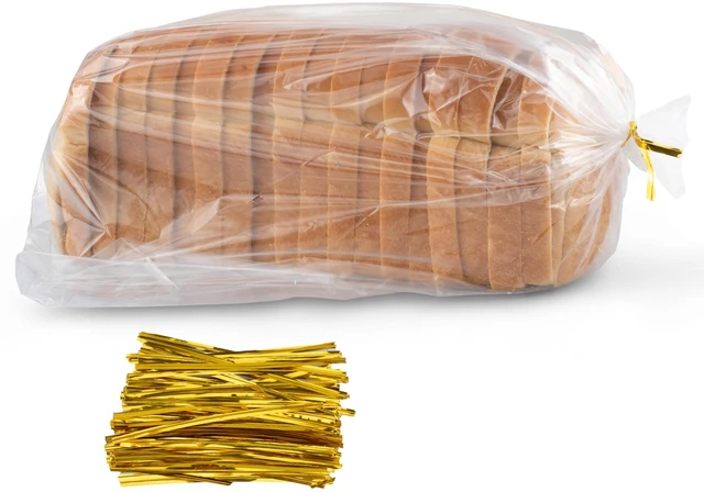 Main image of Bread Bags with Ties, Reusable,100 Clear Bags and 100 Ties, Bread Bags For Homemade Bread And Bakery Loaf Adjustable Reusable(100)