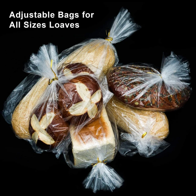 Alt view image 3 of 7 - Bread Bags with Ties, Reusable,100 Clear Bags and 100 Ties, Bread Bags For Homemade Bread And Bakery Loaf Adjustable Reusable(100)