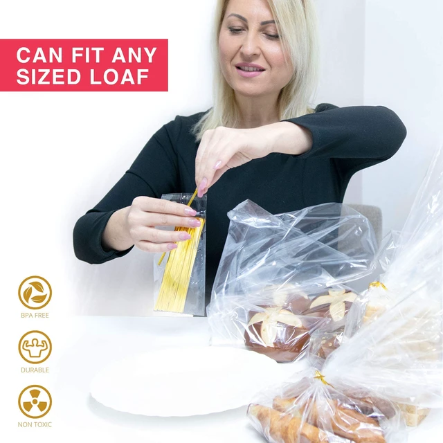 Alt view image 6 of 7 - Bread Bags with Ties, Reusable,100 Clear Bags and 100 Ties, Bread Bags For Homemade Bread And Bakery Loaf Adjustable Reusable(100)