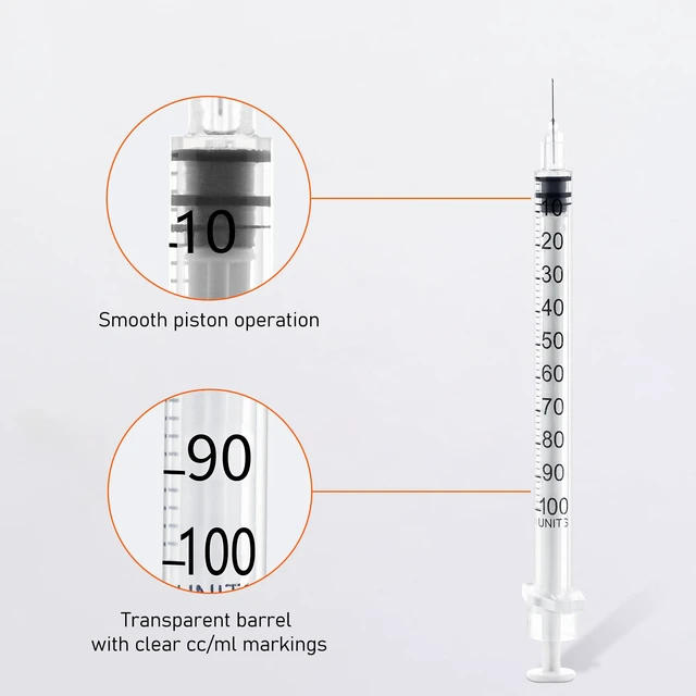 Alt view image 5 of 7 - U 100 1ml 30 Gauge 1cc 5/16 inch 8mm, 100Pack Lab Disposable Dispensing Supplies