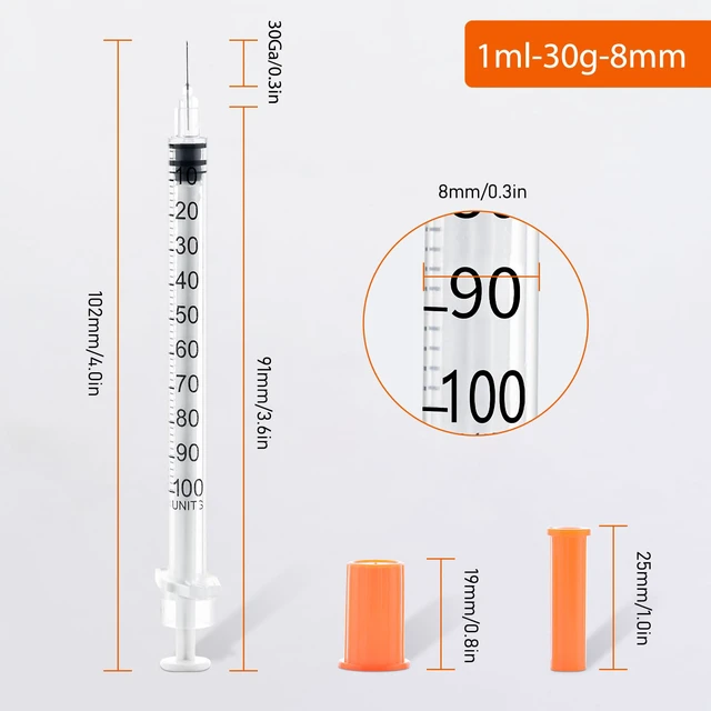 Alt view image 2 of 7 - U 100 1ml 30 Gauge 1cc 5/16 inch 8mm, 100Pack Lab Disposable Dispensing Supplies
