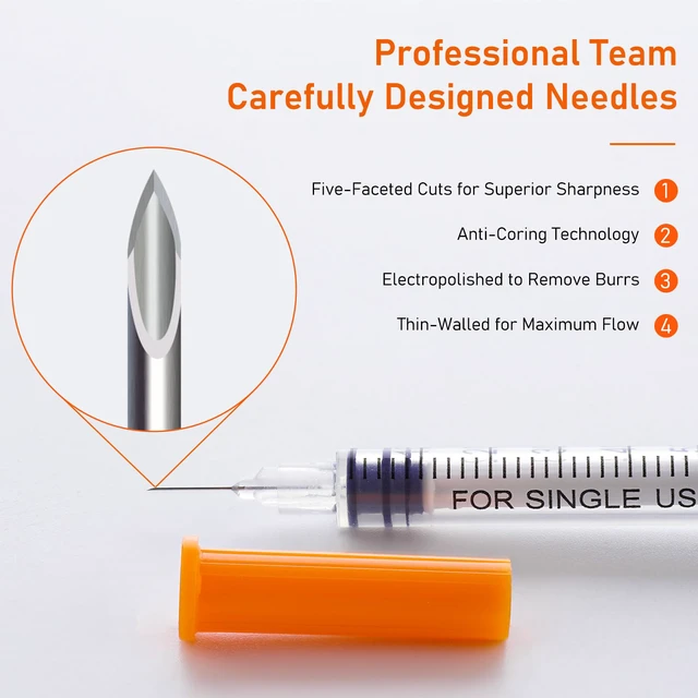 Alt view image 4 of 7 - U 100 1ml 30 Gauge 1cc 5/16 inch 8mm, 100Pack Lab Disposable Dispensing Supplies