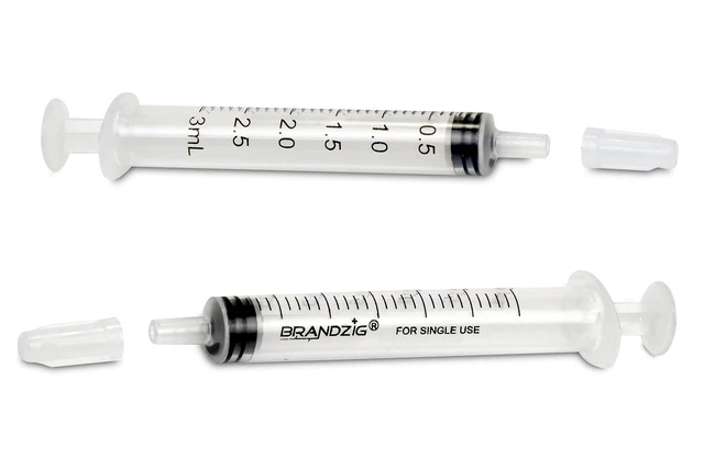 Alt view image 2 of 5 - 3ml Syringe With Cap (100 Pack) | Oral Dispenser Without Needle, Luer Slip Tip | Individually Wrapped Medicine Dropper For Infants & Pets