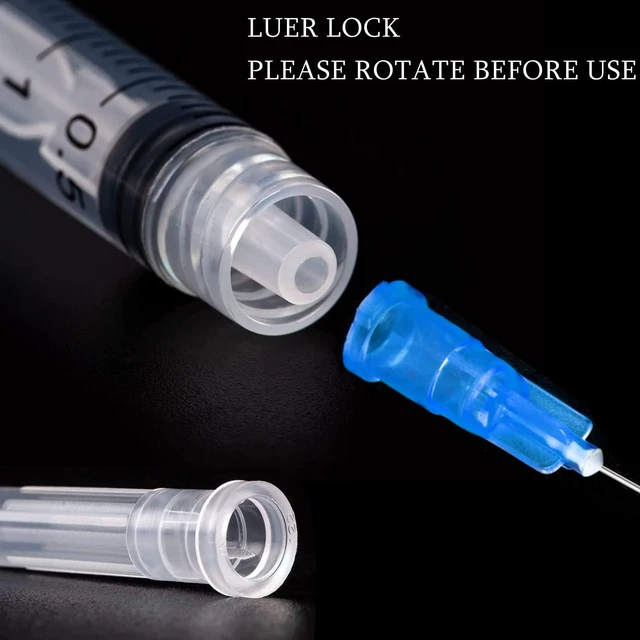 Alt view image 3 of 6 - 100 Pack 3ml/cc Plastic Luer Lock Syringa with 23Ga and Cap, Individually Sealed Wrapped, for Scientific Labs, Measuring Liquid, Refilling Cartridges or Glue Applicator