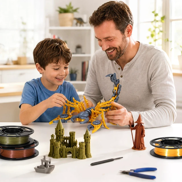 Alt view image 2 of 7 - Metallic PLA 3D Printer Filament Bundle 250g, 1.75mm 6 Colors 1.5KG Multicolor PLA Compatible with Most FDM 3D Printers, Gold, Silver, Brass, Bronze, Rose, Champagne for Beginner, Vacuum-Sealed
