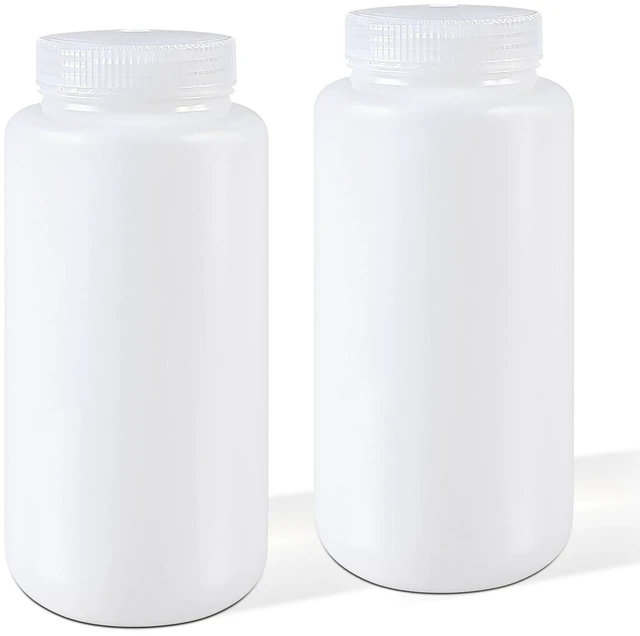 Main image of 32 oz Plastic Bottles with Lids, Airtight Refillable Wide Mouth Travel Bottles for Toiletries, HDPE Food Grade Plastic Containers for Liquids Pill Water Sample Lab Reagent (Translucent, 2 Pcs)