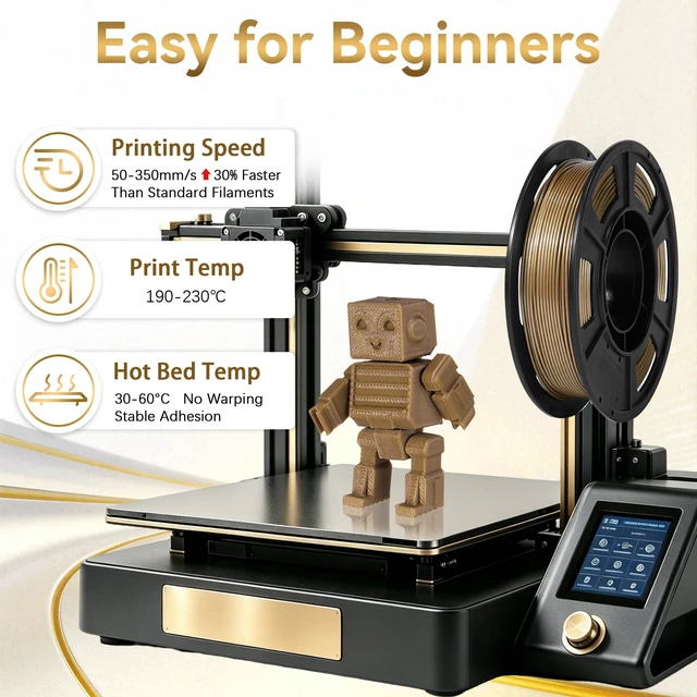 Alt view image 5 of 7 - Metallic PLA 3D Printer Filament Bundle 250g, 1.75mm 6 Colors 1.5KG Multicolor PLA Compatible with Most FDM 3D Printers, Gold, Silver, Brass, Bronze, Rose, Champagne for Beginner, Vacuum-Sealed