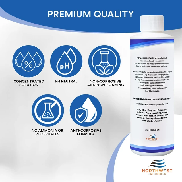Alt view image 6 of 7 - Ultrasonic Retainer Cleaner, Removes Odor, 16 oz Made for Invisalign, nightguards and mouthguards, clears the cloudiness, odor and staining that brushing leaves behind