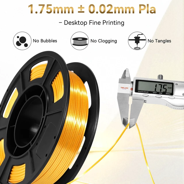 Alt view image 6 of 7 - Metallic PLA 3D Printer Filament Bundle 250g, 1.75mm 6 Colors 1.5KG Multicolor PLA Compatible with Most FDM 3D Printers, Gold, Silver, Brass, Bronze, Rose, Champagne for Beginner, Vacuum-Sealed