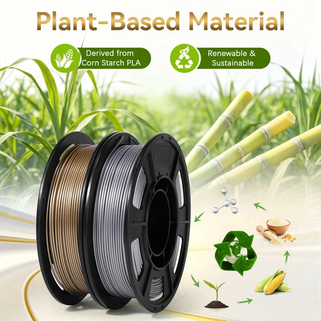 Alt view image 7 of 7 - Metallic PLA 3D Printer Filament Bundle 250g, 1.75mm 6 Colors 1.5KG Multicolor PLA Compatible with Most FDM 3D Printers, Gold, Silver, Brass, Bronze, Rose, Champagne for Beginner, Vacuum-Sealed