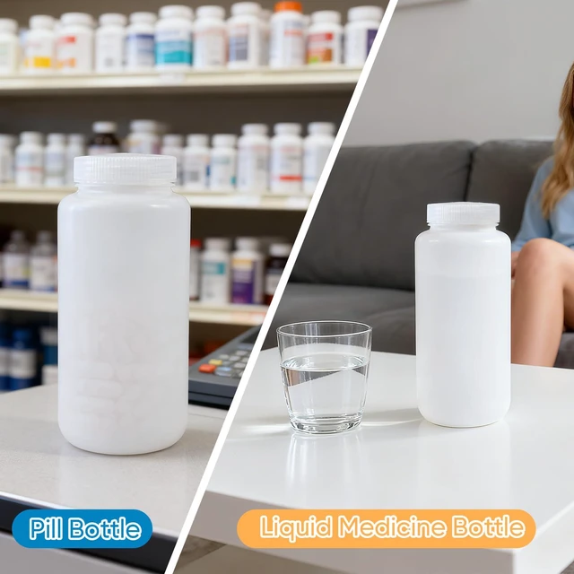 Alt view image 3 of 7 - 32 oz Plastic Bottles with Lids, Airtight Refillable Wide Mouth Travel Bottles for Toiletries, HDPE Food Grade Plastic Containers for Liquids Pill Water Sample Lab Reagent (Translucent, 2 Pcs)