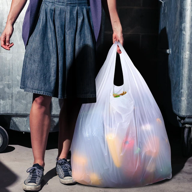 Alt view image 7 of 7 - Jumbo Size Plastic T Shirt Bags, 32" X 19", White, 260 Count 35 Mic, Large Plain Plastic T Shirt Grocery Bags with Handles, Thick and Heavy Duty