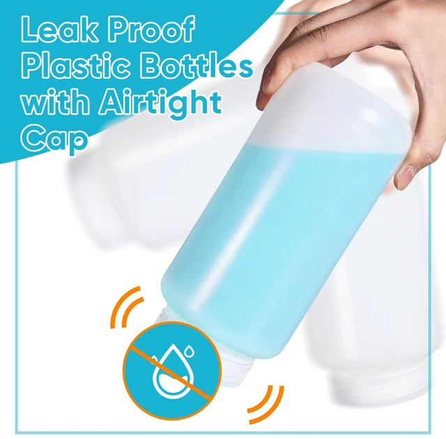 Alt view image 5 of 7 - 32 oz Plastic Bottles with Lids, Airtight Refillable Wide Mouth Travel Bottles for Toiletries, HDPE Food Grade Plastic Containers for Liquids Pill Water Sample Lab Reagent (Translucent, 2 Pcs)