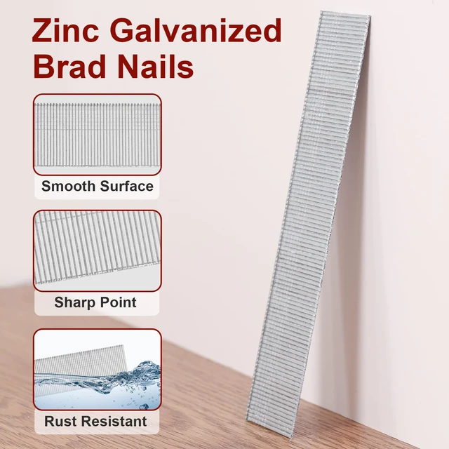 Alt view image 3 of 6 - 18 Gauge Brad Nails, 12000 Counts 1-inch 18 GA Brad Nails, Galvanized Nails for Nail Gun, Finishing Nail Gun Nails for Pneumatic, Electric Brad Nailer Gun